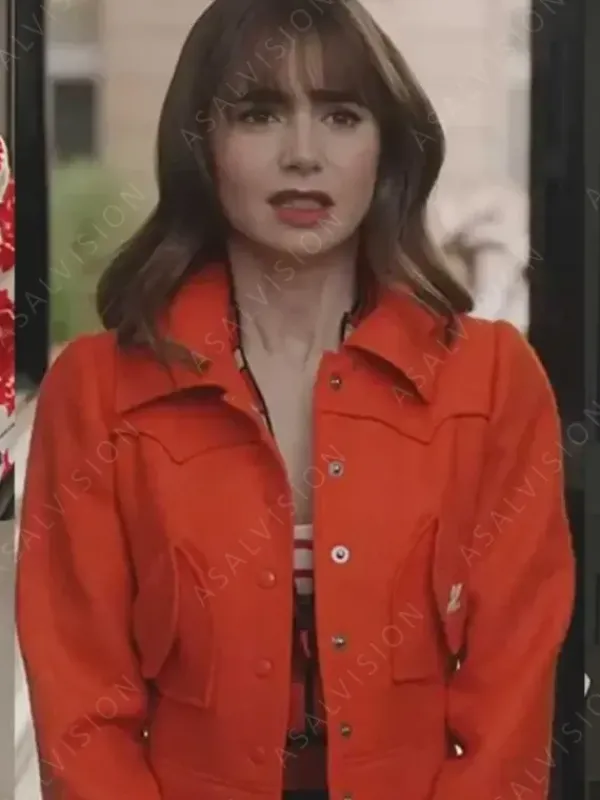 Asal Vision Cotton Jackets | Emily Cooper Emily In Paris Season 3 Jacket Orange