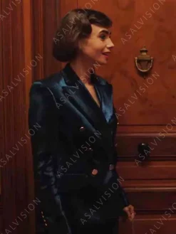 Asal Vision Blazers | Emily Cooper Emily in Paris Season 3 Velvet Blazer Blue