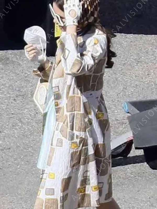 Asal Vision Women Coats | Emily Cooper Emily In Paris Fleece Printed Coat White With Printed Design