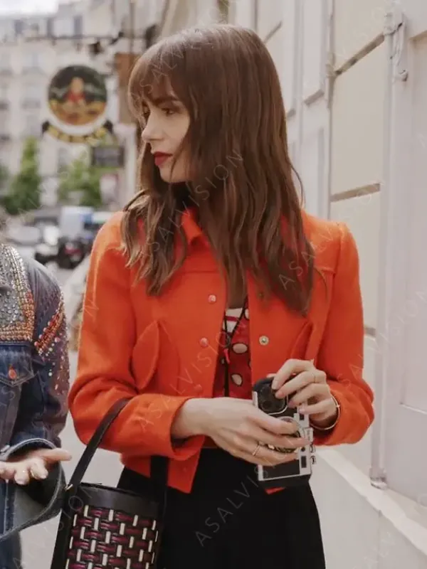 Asal Vision Cotton Jackets | Emily Cooper Emily In Paris Season 3 Jacket Orange