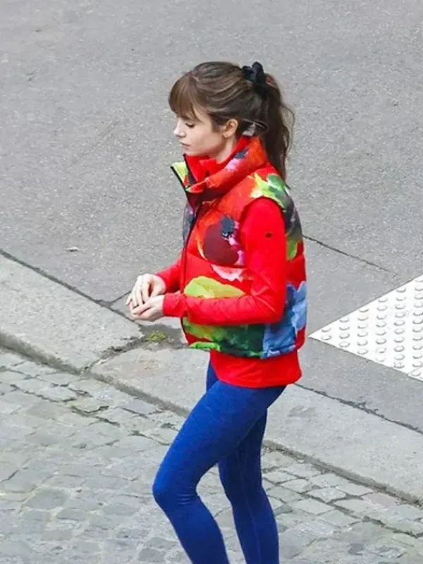 Asal Vision Vests | Emily Cooper Emily In Paris Season 4 Red Vest Red With Printed Design