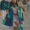 Asal Vision Women Coats | Emily In Paris Emily Cooper Coat Blue Printed Color