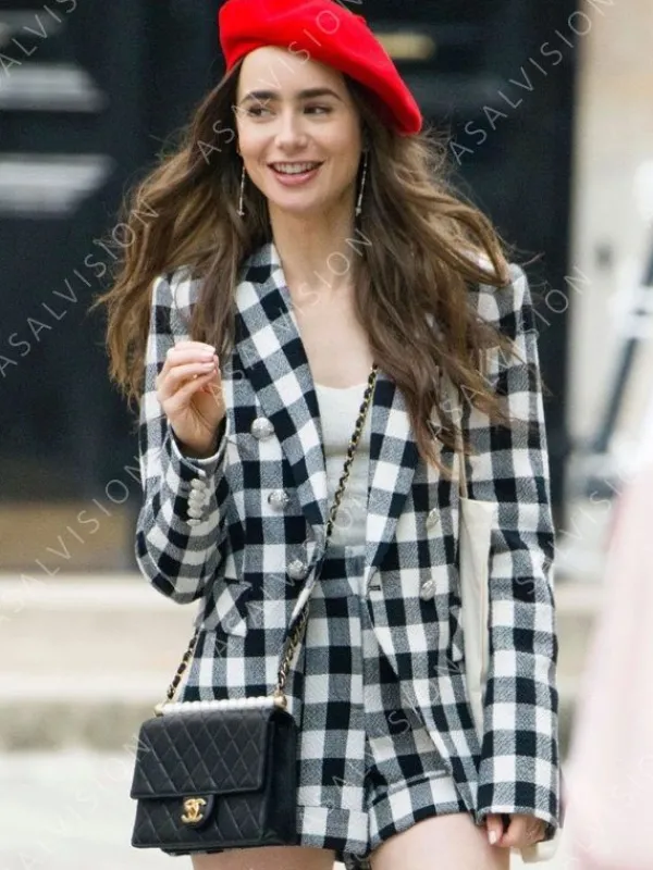 Asal Vision Blazers | Emily In Paris Emily Cooper Blazer Black And White Checked