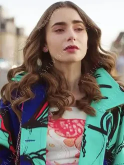 Asal Vision Women Coats | Emily In Paris Emily Cooper Coat Blue Printed Color