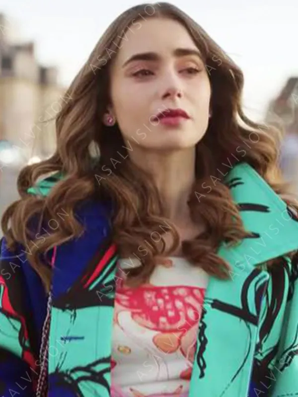 Asal Vision Women Coats | Emily In Paris Emily Cooper Coat Blue Printed Color