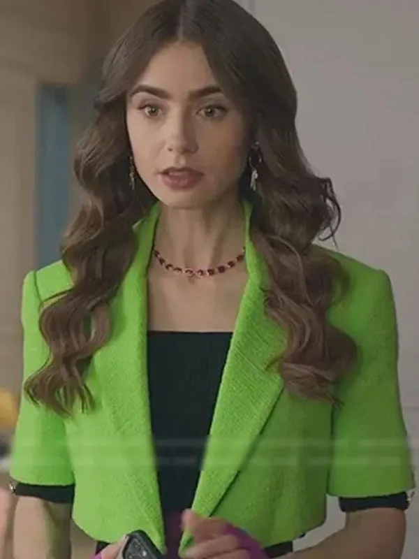 Asal Vision Blazers | Emily in Paris Lily Collins Cropped Blazer Green