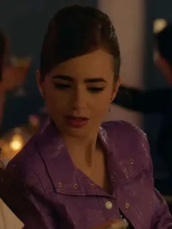 Asal Vision Leather Jackets | Emily in Paris Lily Collins Jacket Purple