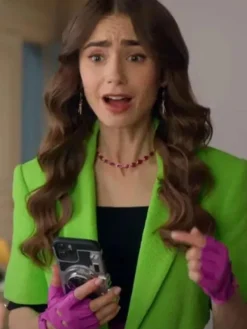 Asal Vision Blazers | Emily in Paris Lily Collins Cropped Blazer Green