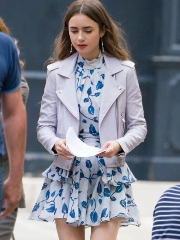 Asal Vision Leather Jackets | Emily in Paris Lily Collins Biker Leather Jacket