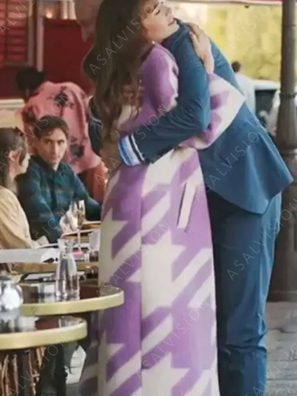 Asal Vision Women Coats | Emily In Paris Purple Coat Season 3 Purple And White