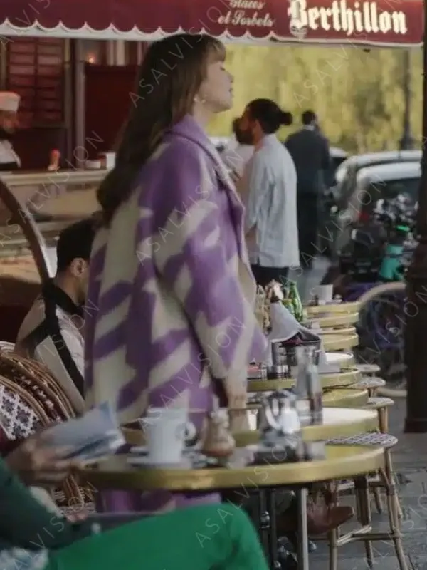 Asal Vision Women Coats | Emily In Paris Purple Coat Season 3 Purple And White