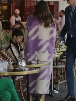 Asal Vision Women Coats | Emily In Paris Purple Coat Season 3 Purple And White