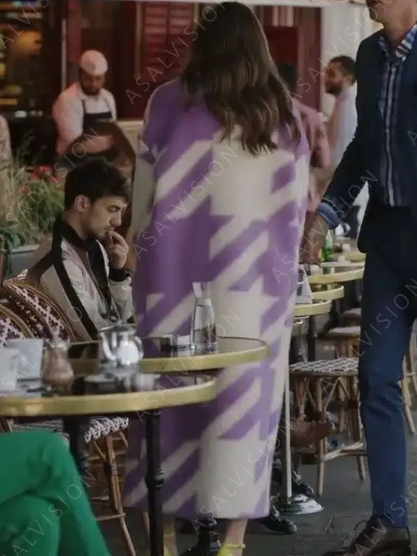 Asal Vision Women Coats | Emily In Paris Purple Coat Season 3 Purple And White