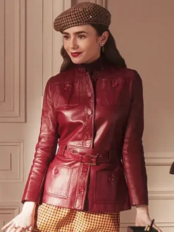 Asal Vision Leather Jackets | Emily in Paris Season 4 Emily Cooper Leather Jacket Maroon