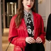 Asal Vision Women Coats | Emily in Paris Season 4 Emily Cooper Leather Coat Red