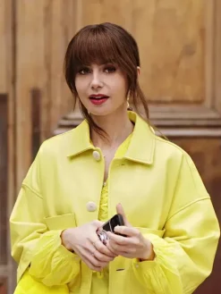 Asal Vision Leather Jackets | Emily in Paris Season 4 Emily Cooper Jacket Yellow