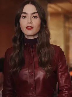 Asal Vision Leather Jackets | Emily in Paris Season 4 Emily Cooper Leather Jacket Maroon