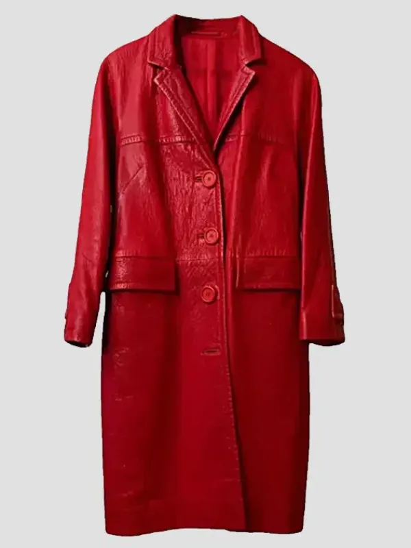 Asal Vision Women Coats | Emily in Paris Season 4 Emily Cooper Leather Coat Red