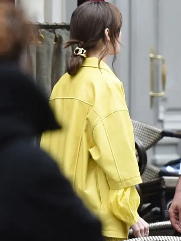 Asal Vision Leather Jackets | Emily in Paris Season 4 Emily Cooper Jacket Yellow