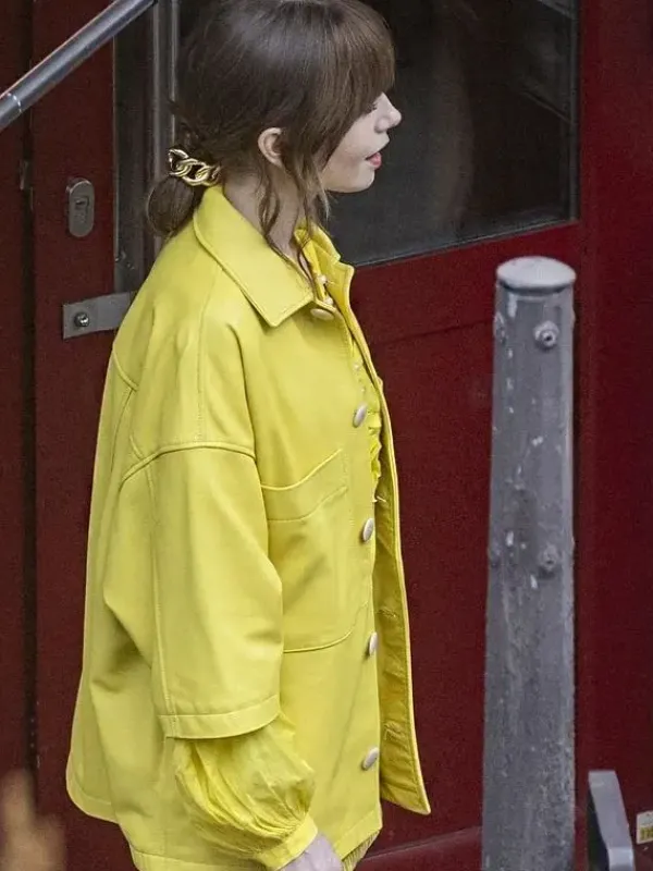 Asal Vision Leather Jackets | Emily in Paris Season 4 Emily Cooper Jacket Yellow