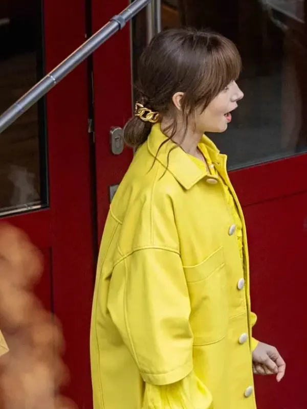 Asal Vision Leather Jackets | Emily in Paris Season 4 Emily Cooper Jacket Yellow