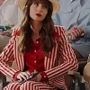 Asal Vision Blazers | Emily In Paris Season 4 Red & White Striped Suit Red And White