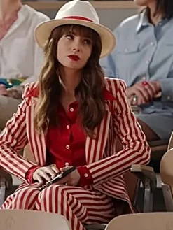 Asal Vision Blazers | Emily In Paris Season 4 Red & White Striped Suit Red And White