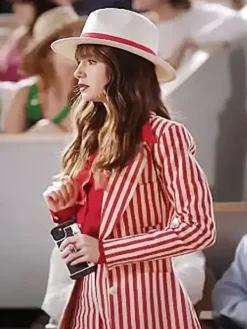 Asal Vision Blazers | Emily In Paris Season 4 Red & White Striped Suit Red And White