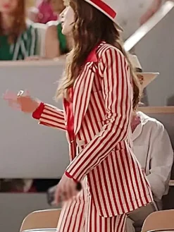 Asal Vision Blazers | Emily In Paris Season 4 Red & White Striped Suit Red And White