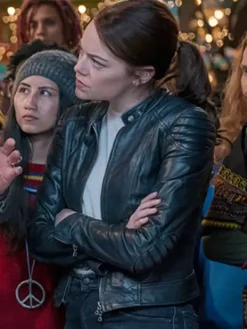 Asal Vision Black Jackets | Leather Jackets | Emma Stone Zombieland Wichita Leather Black Jacket Red