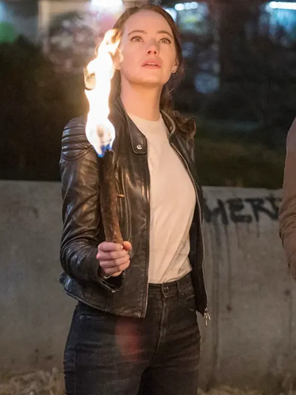 Asal Vision Black Jackets | Leather Jackets | Emma Stone Zombieland Wichita Leather Black Jacket Red