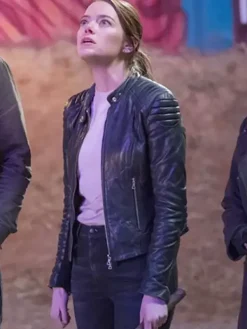 Asal Vision Black Jackets | Leather Jackets | Emma Stone Zombieland Wichita Leather Black Jacket Red