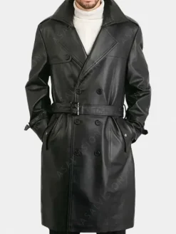 Asal Vision Leather Coats | Trench Coats | Eugene Leather Belted Trench Coat Black
