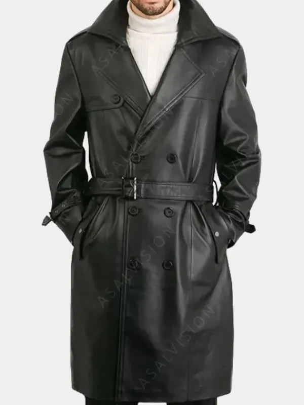 Asal Vision Leather Coats | Trench Coats | Eugene Leather Belted Trench Coat Black
