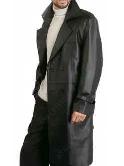 Asal Vision Leather Coats | Trench Coats | Eugene Leather Belted Trench Coat Black
