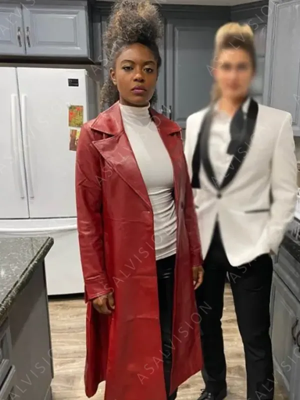 Asal Vision Women Coats | Exceptional Beings Ciarra Carter Leather Trench Coat Red