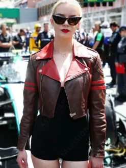 Asal Vision Leather Jackets | F1 GP Monaco Anya Taylor Joy Leather Jacket Brown