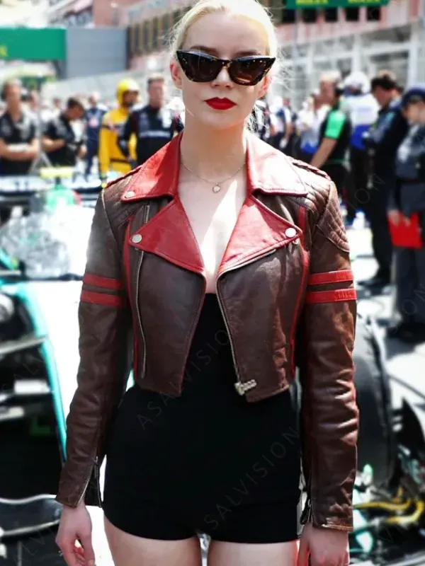 Asal Vision Leather Jackets | F1 GP Monaco Anya Taylor Joy Leather Jacket Brown