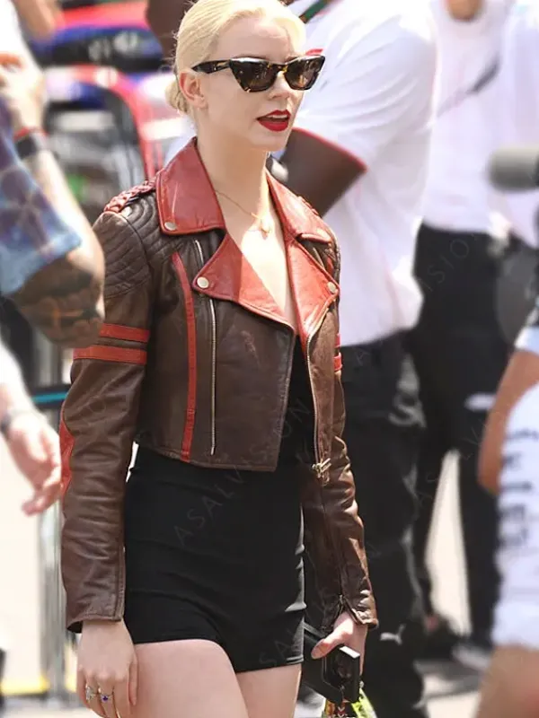 Asal Vision Leather Jackets | F1 GP Monaco Anya Taylor Joy Leather Jacket Brown