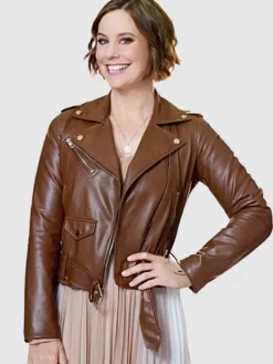 Asal Vision Leather Jackets | Falling Together 2024 Natalie Calder Leather Jacket Brown
