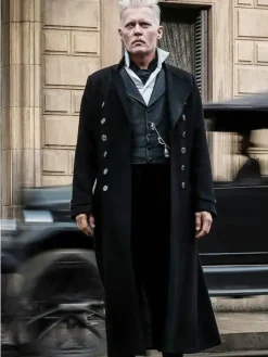 Asal Vision Men Coats | Fantastic Beasts Johnny Depp Long Wool Coat Black