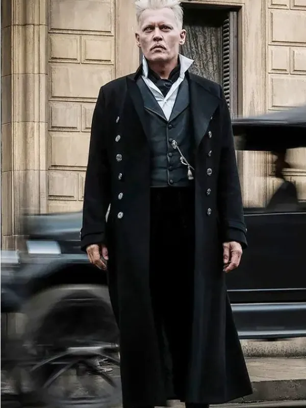 Asal Vision Men Coats | Fantastic Beasts Johnny Depp Long Wool Coat Black