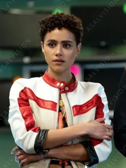 Asal Vision Leather Jackets | Biker Jackets | Fast X Ramsey Jacket White, Beige, And Red