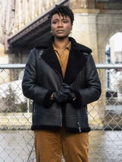 Asal Vision Leather Jackets | FBI Season 6 Tiffany Wallace Shearling Leather Jacket Black