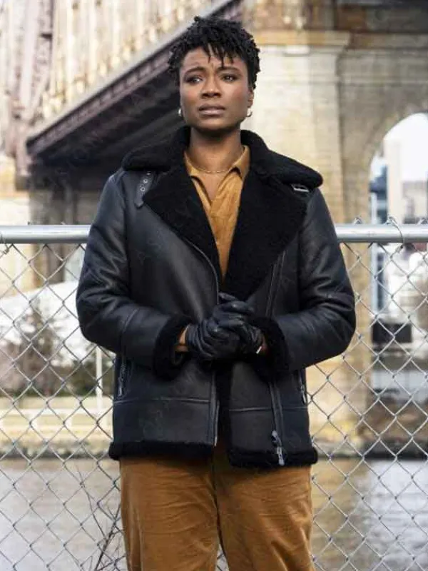 Asal Vision Leather Jackets | FBI Season 6 Tiffany Wallace Shearling Leather Jacket Black