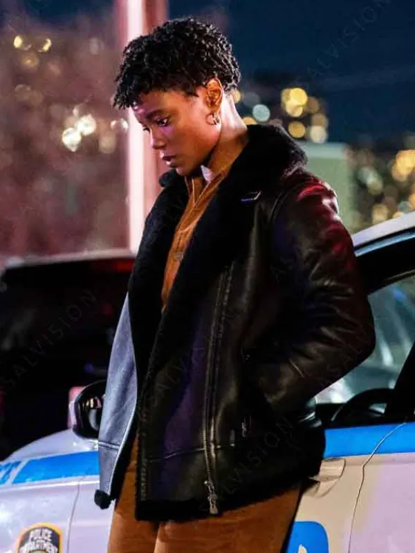 Asal Vision Leather Jackets | FBI Season 6 Tiffany Wallace Shearling Leather Jacket Black