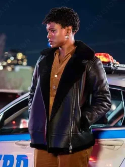 Asal Vision Leather Jackets | FBI Season 6 Tiffany Wallace Shearling Leather Jacket Black