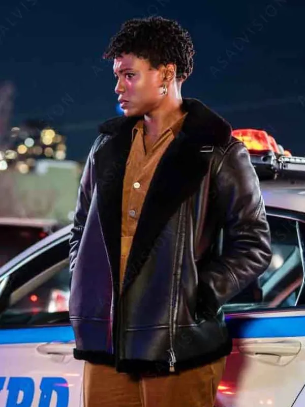 Asal Vision Leather Jackets | FBI Season 6 Tiffany Wallace Shearling Leather Jacket Black