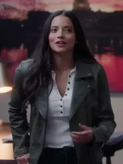 Asal Vision Leather Jackets | Found Lacey Quinn Green Genuine Leather Biker Style Jacket Dark Green