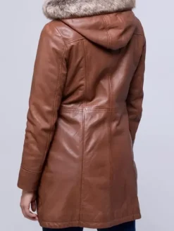 Asal Vision Women Coats | Fur Hooded Leather Coat For Women’s Tan